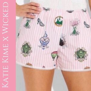 NWOT Wicked Movie Pajamashorts Katie Kime Pink Pinstripe Lounge Sleep Pockets XS